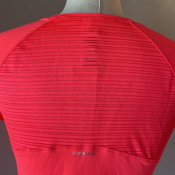 ADIDAS women’s CLIMALITE Neon pink orange stretch work out performance top SM - Picture 5 of 10
